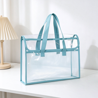 Sac fourre-tout transparent en PVC, grande taille, imperméable, double couche, avec poignée, pour l'école, le bureau, les voyages