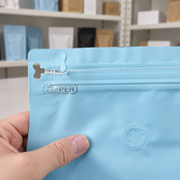 Sachet de café bleu clair personnalisé avec valve à fermeture éclair, refermable, en forme de losange, pour grains torréfiés