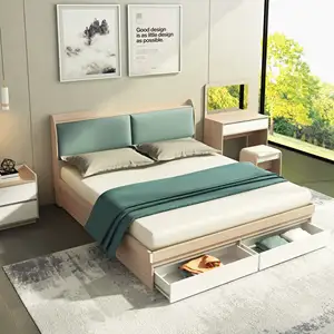 Camas de almacenamiento con funda Individual <span class=keywords><strong>Doble</strong></span> Lujo Lit Complet <span class=keywords><strong>Cama</strong></span> <span class=keywords><strong>Matrimonial</strong></span> King Size Queen Bed con cajón - Product Image 1