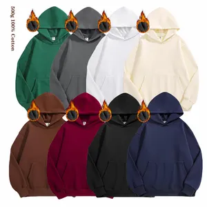 500 Gram Heavyweight Combed Cotton Pilar Fleece Off-Shoulder Hoodies Men And Women Thick Hoodies Cotton With Hat And Strap