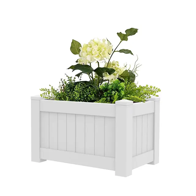 New design white vinyl garden planter box plastic planting bed