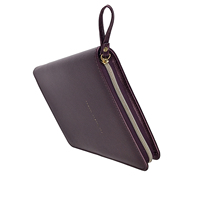 Cremallera Padfolio B5 Carpeta de archivos Business Faux Leather Purple Portfolio Logotipo en relieve personalizado Bolsa de documentos de cuero con cuaderno
