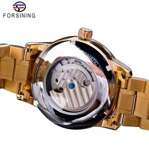 Forsining Mens Automatic <span class=keywords><strong>Orologio</strong></span> Da Polso Royal Golden Sun Moon Self-Vento di Scheletro della Fascia Dell'acciaio inossidabile Meccanico Relogio Clock - Product Image 6