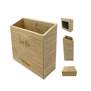 Wooden lint bin Bamboo Waste Basket waste bin farmhouse