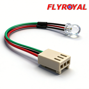 定制迷你发光二极管灯泡预接线3针连接器线束，带聚氯乙烯绝缘，用于电子应用 - Product Image 1