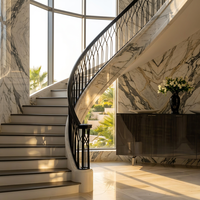 Rampe d'escalier intérieure en fer forgé galvanisé, motif floral vintage, pour villa duplex