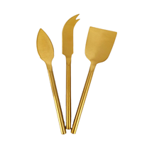 Juego de 3 Cuchillos para Queso de Acero Inoxidable Chapado en Oro, Ecológicos, Aptos para Lavavajillas, Cuchillo para Pastel de Bodas, Cortador de Queso
