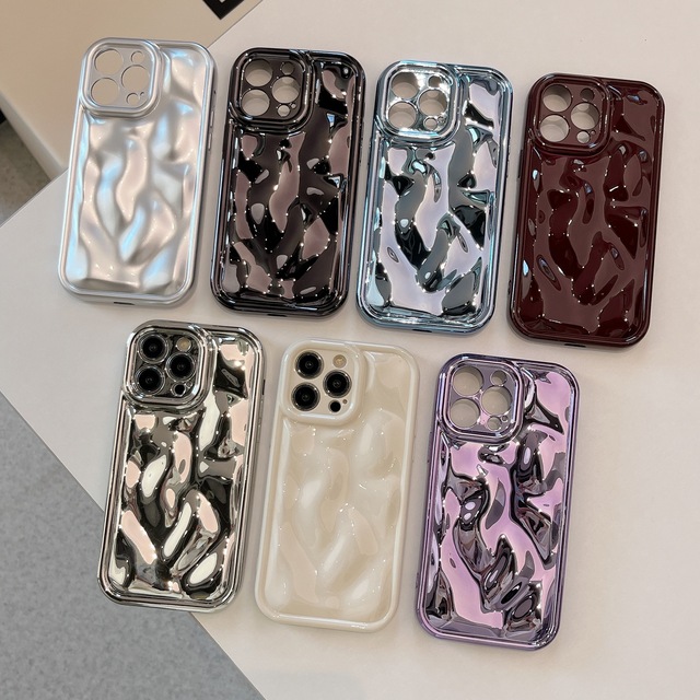 Solid Color Meteorite Pattern Anti-Fingerprint Fuel Injection Three-Dimensional Design Ins Style for 16 Pro Mobile Phone Case