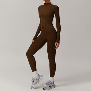 ชุดเซ็ตออกกำลังกาย2ชิ้นทรงสลิมฟิตยืดหยุ่นสูงสำหรับผู้หญิงเสื้อผ้าฤดูใบไม้ร่วง - Product Image 5