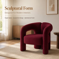 Fauteuil de salon moderne à profil ouvert avec accoudoirs incurvés, design élégant, meubles d'appoint de luxe pour salon, fauteuil rembourré