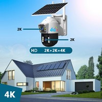 Caméra Réseau Solaire V380 PRO HD 4G à Double Objectif, Détection de Mouvement, Suivi Automatique, PTZ, Carte SIM, Batterie Faible Consommation 12000 mAh