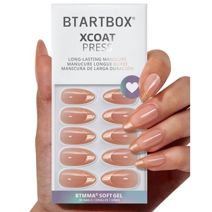 BTArtbox Faux Ongles en Gel Souple Amande Faits Main, Effet Œil de Chat Orange, French Manucure, à Presser, Vente en Gros - Product Image 1