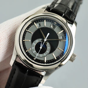 Montre unisexe haut de gamme 5A personnalisable, hommage au patrimoine, boîtier plaqué platine, griffes gravées, affichage du calendrier perpétuel - Product Image 2