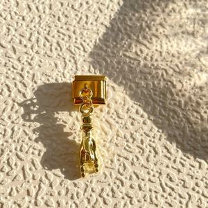 Italian Link <b>Bracelet</b> Interchangeable Modular Dangle Charms Stainless Steel Red Horn and Hand <b>Lucky</b> Protection Christmas - Product Image 4