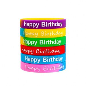Happy Birthday Silicone <b>Bracelet</b> Gradient Color Birthday Party Rubber <b>Bracelet</b> Personalized Promotion Silicone <b>Bracelet</b> - Product Image 1