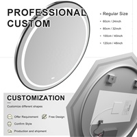 Miroir de salle de bain rond moderne pour hôtel et maison, avec écran tactile LED, miroir de vanité intelligent, miroir de salle de bain éclairé avec lumière LED