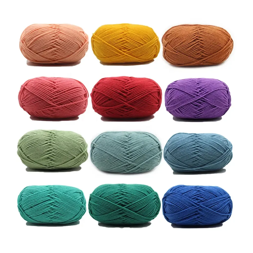 4ply 5ply 8ply Ramah Lingkungan Benang Rajut Tangan Katun Crochet Susu Benang Katun Dicampur Benang