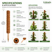 Bâton de mousse écologique et durable LINKWIN pour plantes de jardin avec pot de fleurs