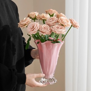 Modern Minimalist Style Light-luxury High-end Floral Glass <b>Vase</b> Petal Design Decorative Flower Container Living - Product Image 5