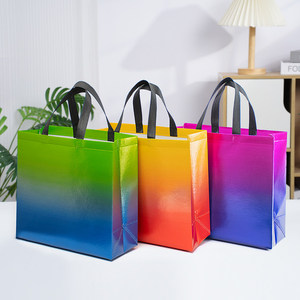 Sacs fourre-tout tissés dégradés en gros, sacs d'épicerie tissés imperméables, grande capacité, sac à main portable pour le quotidien - Product Image 4