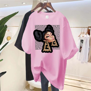 T-shirt pour femmes à manches courtes, été 2024, nouveau, style européen et américain, impression de personnage super tendance, portrait de personnalité, haut pour femmes - Product Image 1