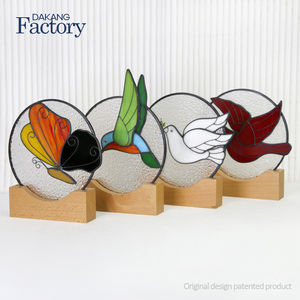 Ahşap vitray kuş knick-knacks masaüstü süslemeleri öğeleri ev aksesuarları dekoratif nesneler için sanat dekoru oturma odası - Product Image 6