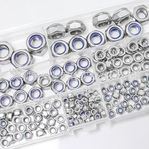 304 Stainless Steel Nylon <b>Lock</b> Nut Assortment Kit M3 M4 M5 M6 M8 M10 M12 180Pcs Metric DIN985 Grade A A2-70 - Product Image 5