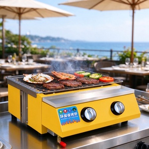 Barbecue gaz commercial de table à 2 brûleurs infrarouges en céramique pour restaurant et stand alimentaire - Product Image 1