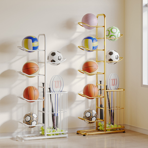 Support de rangement vertical en métal pour ballons de basketball avec <span class=keywords><strong>panier</strong></span>, organisateur de ballons de sport pour garage, salle de sport, salle de classe, intérieur et extérieur - Product Image 5