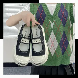 SUNBORN Sunborn鞋利基设计Velcro Mary Jane帆布鞋女2023新款女鞋批发供应
