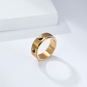 Chinese-style Taoist Tai Chi symbol yin-yang fish rotating <b>ring</b> for men, a Chinese-style tourist souvenir, <b>titanium</b> steel index - Product Image 3