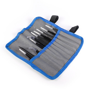 Ensemble de pinces à épiler série B ESD, pinces noires à pointes droites, courbées et rondes, outil de réparation électronique, qualité industrielle - Product Image 4