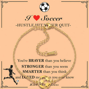 Bracelet personnalisé <span class=keywords><strong>de</strong></span> luxe en acier inoxydable 316l plaqué or 14k 18k, anti-ternissement, pour femmes, volleyball, basketball, football, baseball - Product Image 2