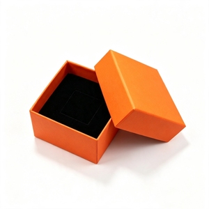 Cajas de regalo cuadradas rígidas personalizadas con bandeja interior en colores naranja, blanco y morado para embalaje de joyería, relojes y gafas. - Product Image 2