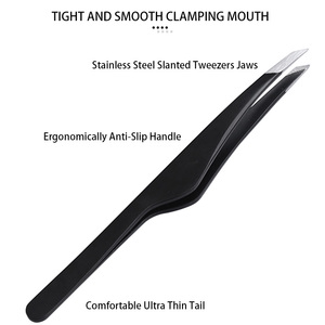 Pinzette personalizzate in acciaio inossidabile modellano sopracciglia nere all'ingrosso pinzette Semi <span class=keywords><strong>curve</strong></span> per ciglia - Product Image 4