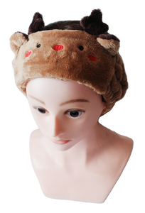 Diadema de maquillaje de vellón Coral con estampado de renos suaves SuPER para un cuidado suave de la piel y una rutina de limpieza facial eficaz - Product Image 3