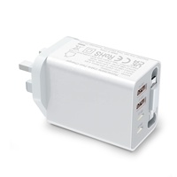 Adaptador HNT 50W GaN con Doble Puerto USB C, Cargador de Pared 50W US/UK/EU/AU Tipo C con Cable Retráctil Tipo C de 70CM, Cargador Rápido