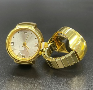 Reloj de Anillo Steampunk, Bronce Dorado, Acero Inoxidable, Resistente al Agua, Cuarzo Analógico, Correa Elástica, Mini Reloj Vintage para Hombre - Product Image 4