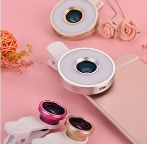 <span class=keywords><strong>Selfie</strong></span> de beauté 6 en <span class=keywords><strong>1</strong></span> 53 LEDs Clip de lumière de remplissage LED rechargeable sur objectif macro grand Angle pour appareil photo de téléphone portable - Product Image 1