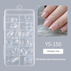 Transparente ultrafino de tamaño completo nuevo estilo francés ovalado usable uñas postizas cortas uñas artificiales en caja dedos sin rastro - Product Image 6