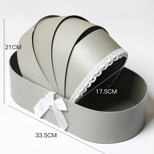 Caja de Regalo de Joyería de Papel en Forma de Cuna con Ribete de Encaje, Estilo Cesta para Bebé, Caja Rígida para Guardar Joyas con Lazo de Satén para Presentación de Regalos - Product Image 2