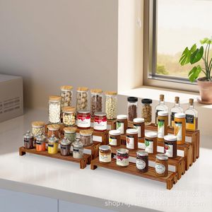 Wooden <b>Spice</b> <b>Rack</b> 4 Layers Multi Functional Storage Organizer For <b>Kitchen</b> Countertop - Product Image 1
