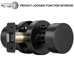 YoukeyHomi Canada American USA Zinc Alloy All-Function Keyed Entrance Keyless Privacy Passage Dummy Round <strong>Door</strong> <strong>Knob</strong> Handle Lock - Product Image 2