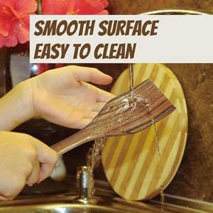 Ensemble de cuillères en bois d'acacia haute densité, 6 pièces, matériau antiadhésif de qualité supérieure, design épuré, pratique pour accrocher, robuste, pour la cuisine - Product Image 5