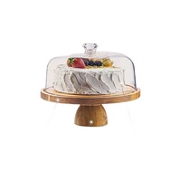 Support à gâteau rotatif avec couvercle en acrylique, base en bois d'acacia, diamètre 11 pouces (282 mm) x hauteur 115 mm