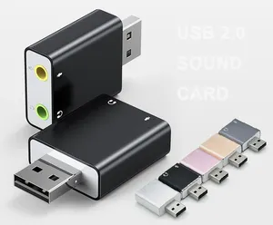 Toptan alüminyum harici USB kulaklık hoparlör ve Mono mikrofon jakları ile 3.5mm Stereo ses adaptörü