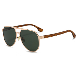 Hotsale TAC Polarized Lenspliot Full Rim Stainless Frame Wooded Temple Square Unisex Fashion Sunglasses - Product Image 5
