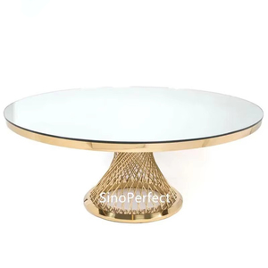 Chinese Supplier Bride and Groom Welcome Guests Banquet <b>Party</b> <b>Table</b> Stainless Steel Gold Round Mirror <b>Table</b> Wedding for Event - Product Image 1