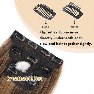 Extensions de cheveux Ex92, densité 200 %, longueur 18-26 pouces, ondulations naturelles, clips, cheveux humains, volume complet invisible, perruques. - Product Image 2