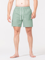 Shorts de bain pour hommes de style américain et européen en tissu seersucker avec cordon de serrage, séchage rapide, en polyester, pour la plage